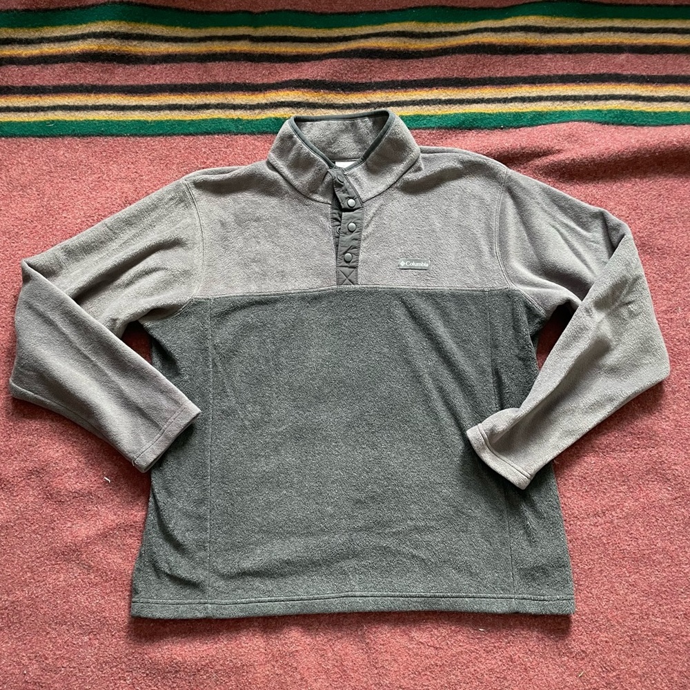 Columbia Mountain Side Big Fleece T-Snap Gray Colorblock Pullover-XL